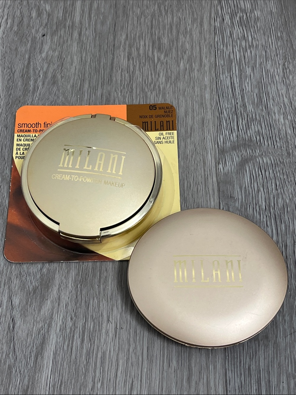 Milani cream to powder walnut and pressed powder ginger makeup lot